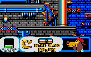 Hong Kong Phooey: No.1 Super Guy (Atari ST) screenshot: On the stairs - notice the fast-roller to the left