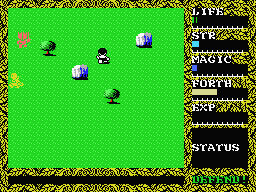 Hydlide II: Shine of Darkness (MSX) screenshot: Evil monsters are approaching you. Watch your back!