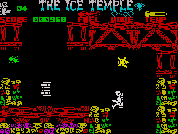 The Ice Temple (ZX Spectrum) screenshot: There are lots of flying nastys to shoot or avoid