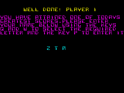 Galactic Warriors + Raceway (ZX Spectrum) screenshot: 1. Galactic Warriors: Inserting your name.<br>