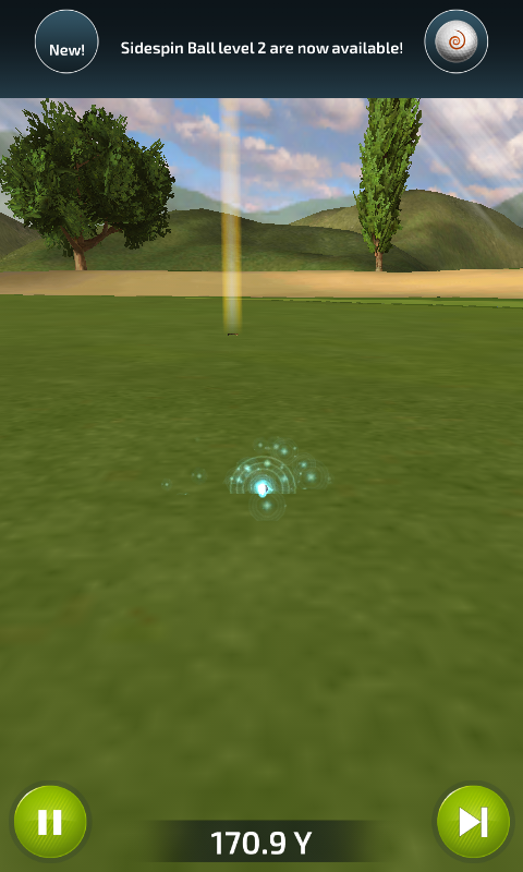 Pro Feel Golf (Android) screenshot: Using the stop ball