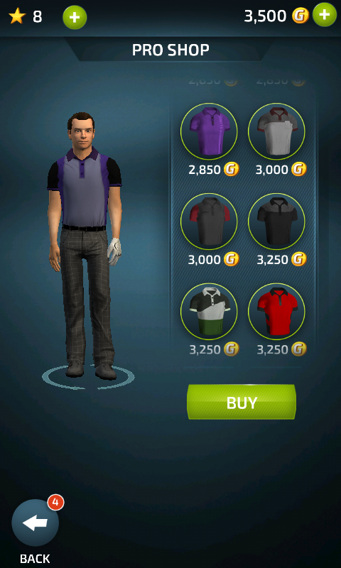 Pro Feel Golf (Android) screenshot: In the shop