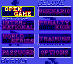 International Superstar Soccer Deluxe (Genesis) screenshot: Main Menu