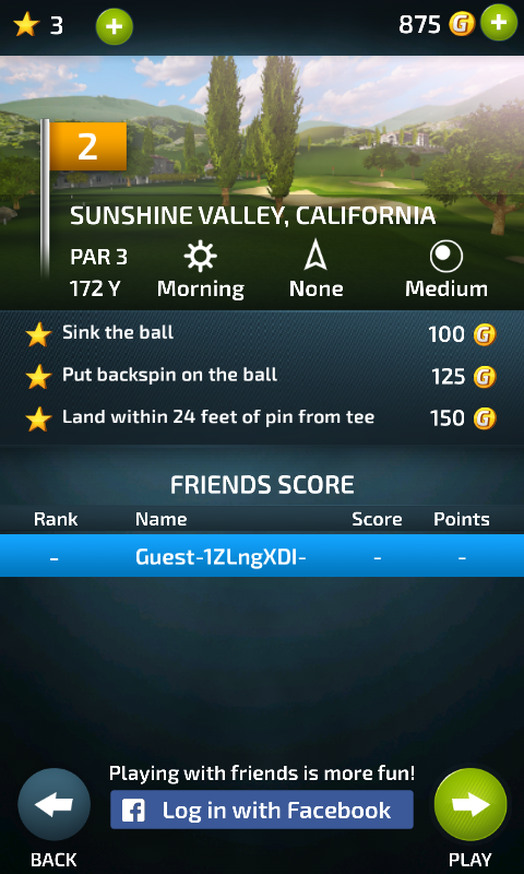 Pro Feel Golf (Android) screenshot: Objectives