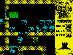 Into the Eagle's Nest (ZX Spectrum) screenshot: Lined up to shoot him