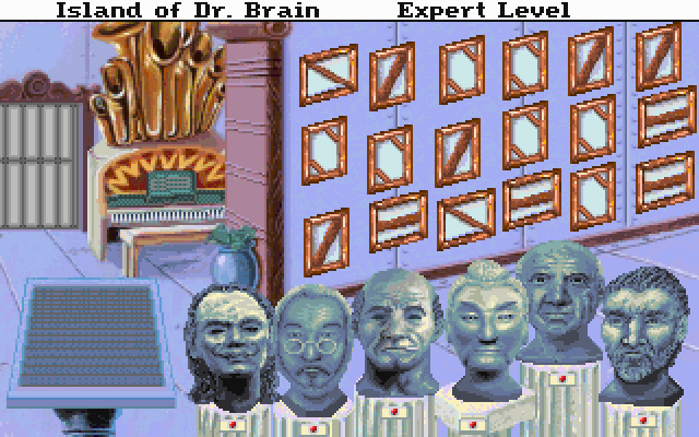 The Island of Dr. Brain (DOS) screenshot: Here, in the gallery, your first task is to recognize the individual styles and masterpieces of these artists.