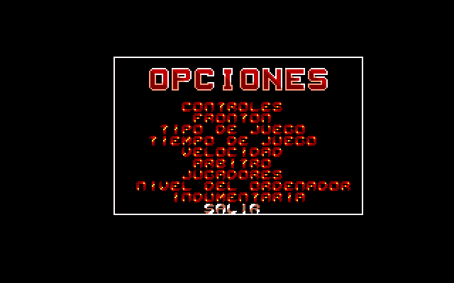 Jai Alai (DOS) screenshot: Options (VGA)