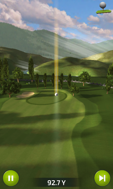 Pro Feel Golf (Android) screenshot: Ball is in the air