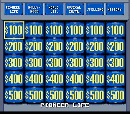 Jeopardy! Deluxe Edition (SNES) screenshot: Choose a category