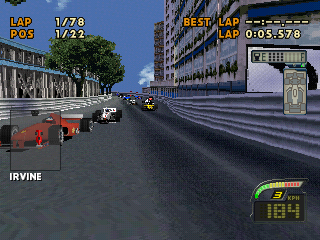 F1 Racing Championship (PlayStation) screenshot: Rear view.