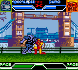 X-Men: Mutant Academy (Game Boy Color) screenshot: Apocalypse head-butts Pyro
