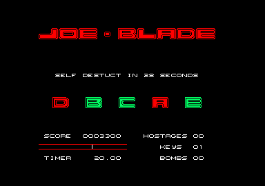 Joe Blade (Amstrad CPC) screenshot: Defuse the bomb.