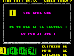 Joe Blade II (ZX Spectrum) screenshot: Ready for the first number game