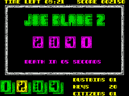 Joe Blade II (ZX Spectrum) screenshot: Swapping the numbers around for subgame 2