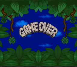 Joe & Mac 2: Lost in the Tropics (SNES) screenshot: I did not continue. Game over.