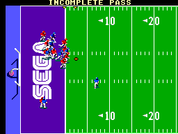 Joe Montana Football (SEGA Master System) screenshot: Lucky for me it was an incomplete pass.