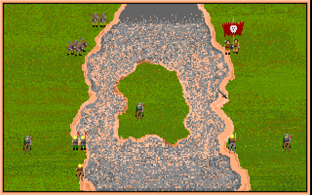 J.R.R. Tolkien's Riders of Rohan (DOS) screenshot: The two armies meet.