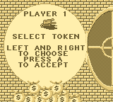 Monopoly (Game Boy) screenshot: Token selection.