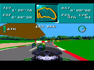 Kawasaki Superbike Challenge (Genesis) screenshot: During a race
