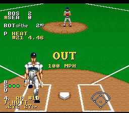 Ken Griffey Jr Presents Major League Baseball (SNES) screenshot: Another heart breaking (and bat breaking) strike out.
