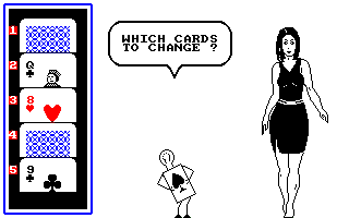 Animated Strip Poker (Amstrad CPC) screenshot: hum... let's see...