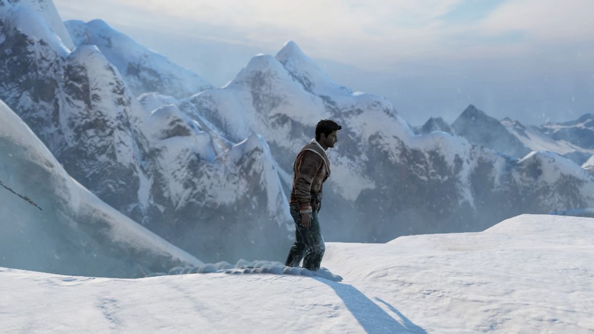 Uncharted 2: Among Thieves (PlayStation 4) screenshot: A two man climbing expedition