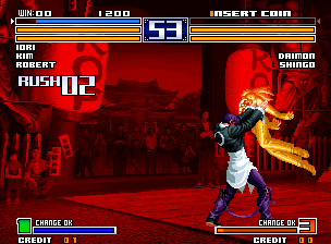 The King of Fighters 2003 (Neo Geo) screenshot: Iori VS. Benimaru