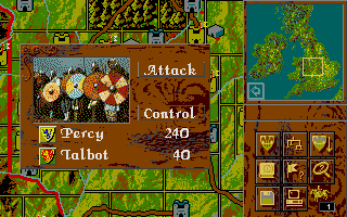 Kingmaker (Atari ST) screenshot: A battle is about to take place