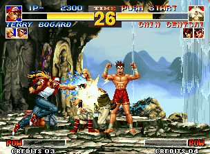 The King of Fighters '95 (Neo Geo) screenshot: A good blow in the face can decide the situation.