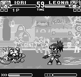 King of Fighters R-1 (Neo Geo Pocket) screenshot: Thanks to her DM Rebel Spark, Orochi Leona could put a quick finish in Iori: Round 1 is all of her!