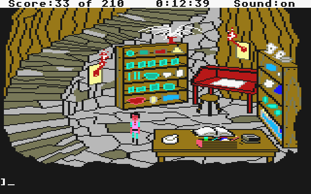 King's Quest III: To Heir is Human (Atari ST) screenshot: Gwydion in the secret lab