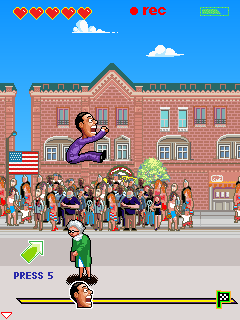 Battle for the White House (J2ME) screenshot: Jump over people