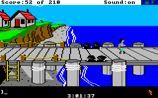 King's Quest III: To Heir is Human (Amiga) screenshot: Walking along the docks.