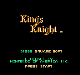 King's Knight (NES) screenshot: American title screen