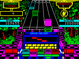 Klax (ZX Spectrum) screenshot: Attempting to create some diagonals