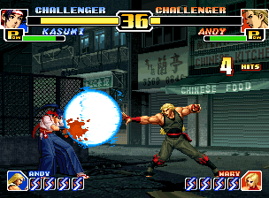 The King of Fighters '99: Millennium Battle (Neo Geo) screenshot: Kasumi VS. Andy