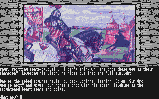 Knight Orc (Atari ST) screenshot: Facing a knight