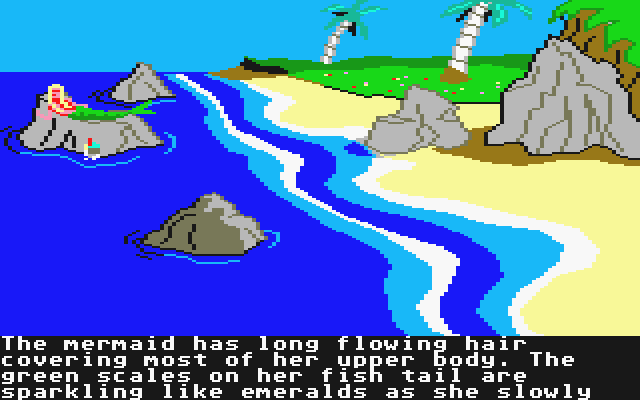 King's Quest II: Romancing the Throne (Atari ST) screenshot: King Graham meets a mermaid