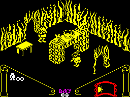 Knight Lore (ZX Spectrum) screenshot: One of the many rooms