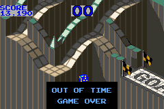Marble Madness / Klax (Game Boy Advance) screenshot: Marble Madness: running out of time means it's game over.