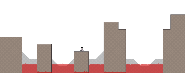 Knytt (Windows) screenshot: You cannot jump as high as the next column, cling to the wall.