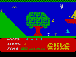Kokotoni Wilf (ZX Spectrum) screenshot: A tight gap to get this piece