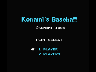 Konami's Baseball (MSX) screenshot: Title screen