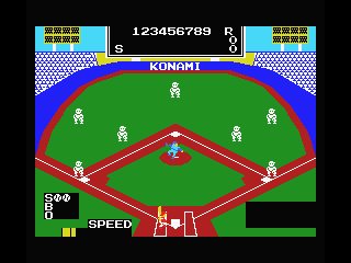 Konami's Baseball (MSX) screenshot: Hit the ball