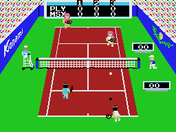 Konami's Tennis (MSX) screenshot: Playing a doubles