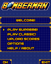 Bomberman (J2ME) screenshot: Main menu