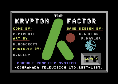 The Krypton Factor (Commodore 64) screenshot: Title Screen