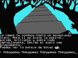 La Aventura Original (MSX) screenshot: ...a spiral structure (with some boots on the ground).
