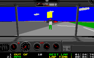 Days of Thunder (DOS) screenshot: Coming into the pits