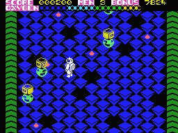 Kubus (MSX) screenshot: Avoid the enemies that move around the maze.